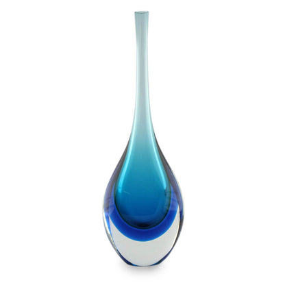 Levitating Sky Blue Art Glass Murano Inspired Vase