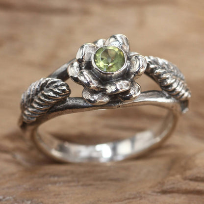 Anemone Blossom Peridot flower ring