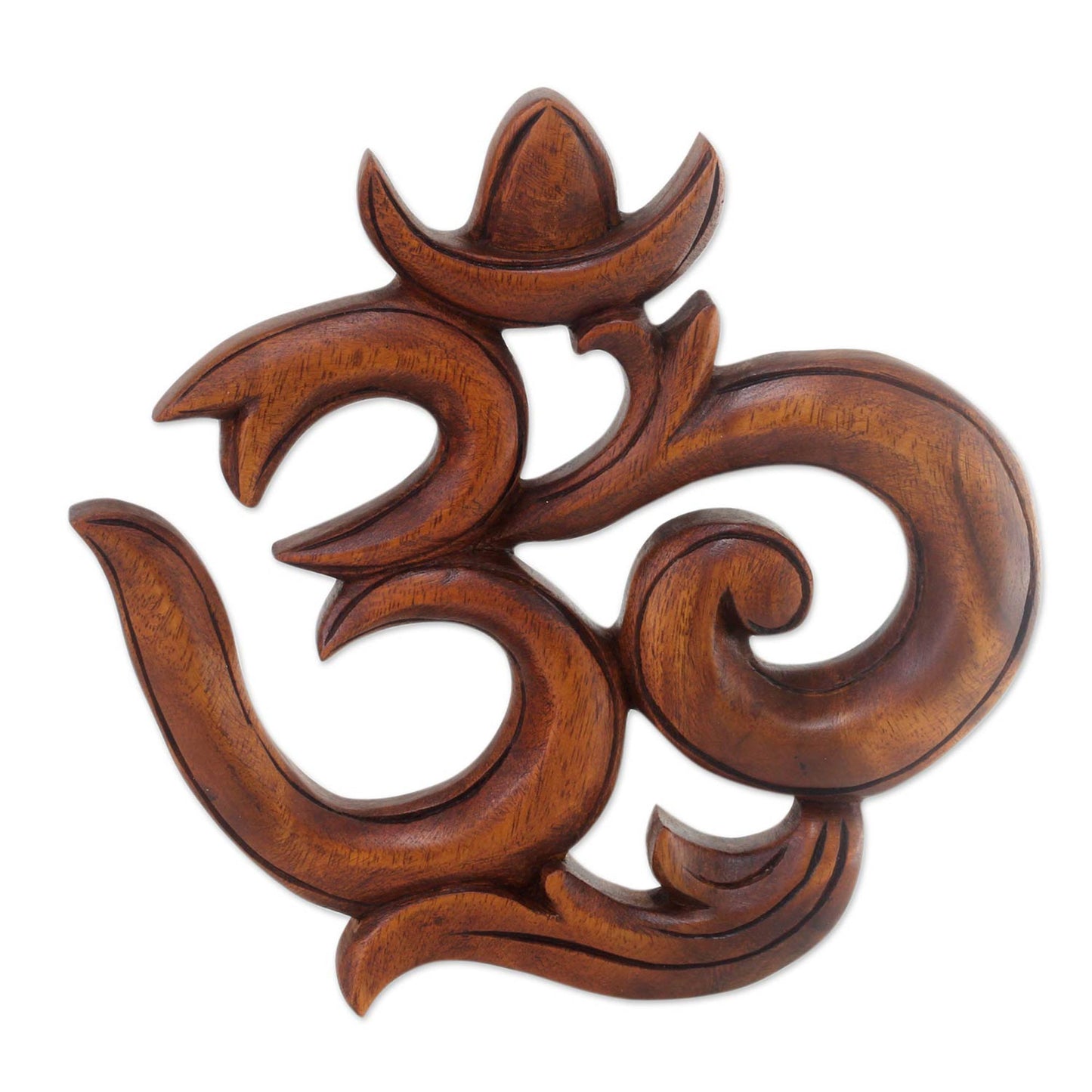 Sacred Om Suar Wood Relief Wall Sculpture