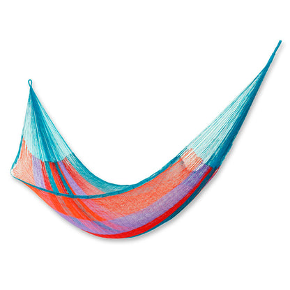 Maya Celebration Mexican Green and Orange Rope Hammock (Double)