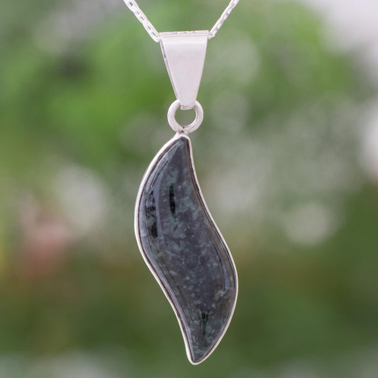 Floating in the Breeze Sterling Silver Pendant Jade Necklace