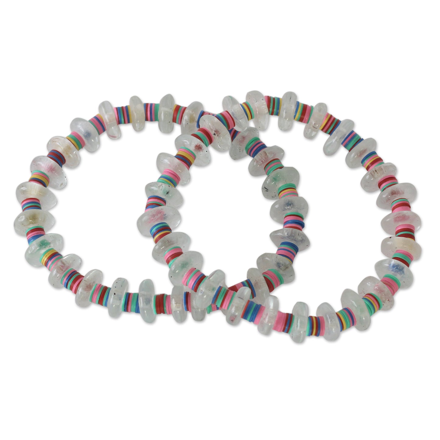 Odo Akoma Hand Made Recycled Glass Stretch Bracelets (Pair)