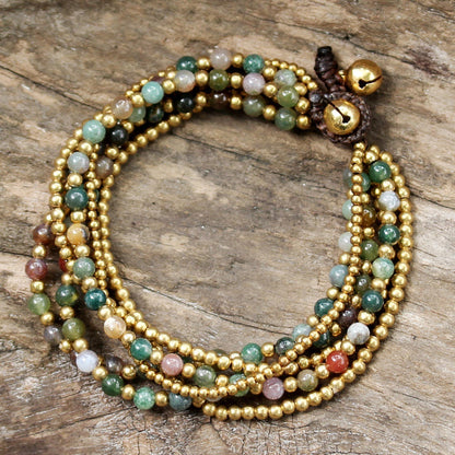 Jasper Brass Multi-Strand Beaded Bracelet