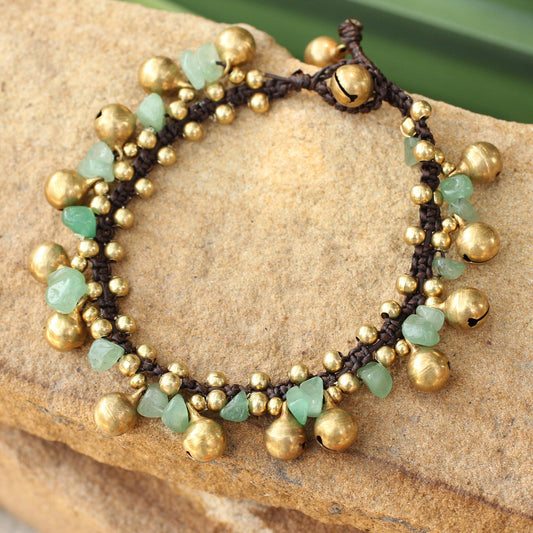 Joyous Bells Brass Beaded Aventurine Bracelet