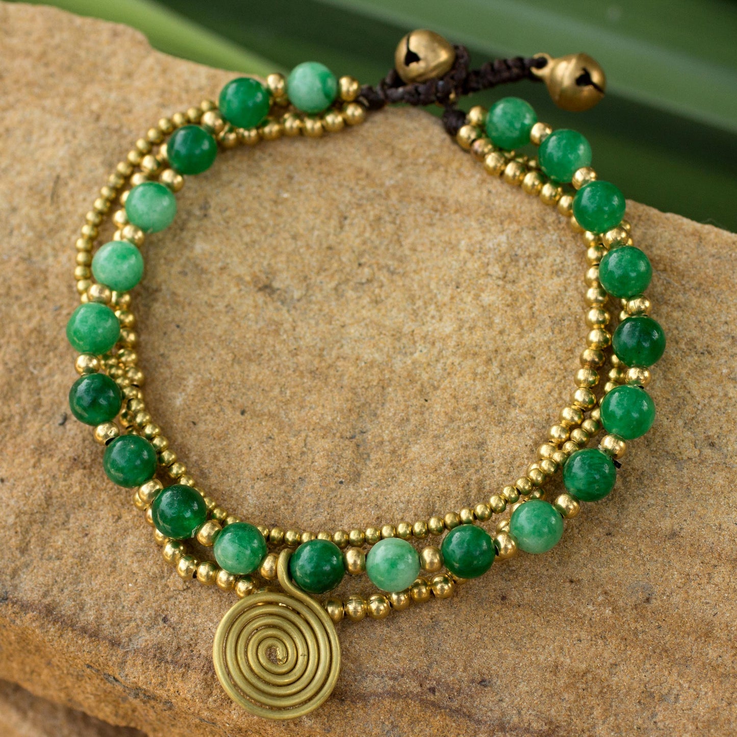 Daydreams Brass Beaded Aventurine Bracelet from Thailand