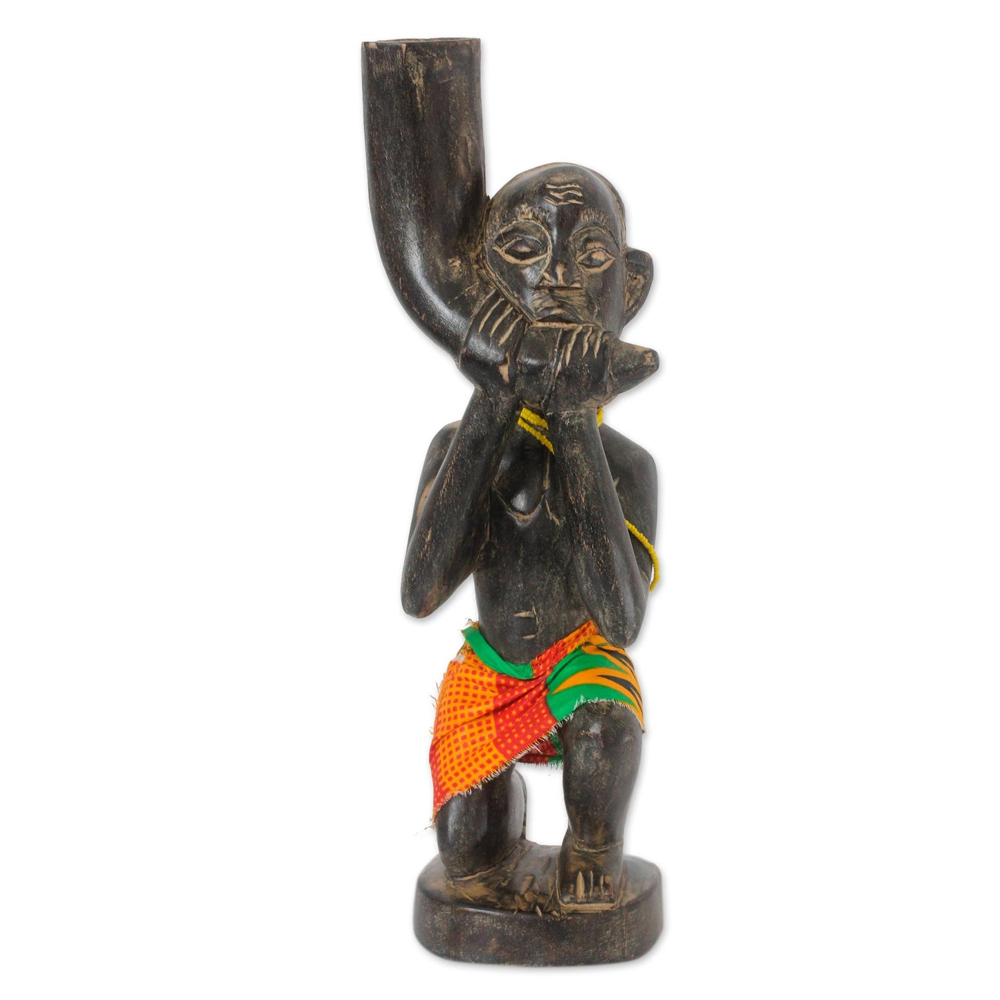 Chieftai Trumpeter Hand Made Wood Sculpture from Africa