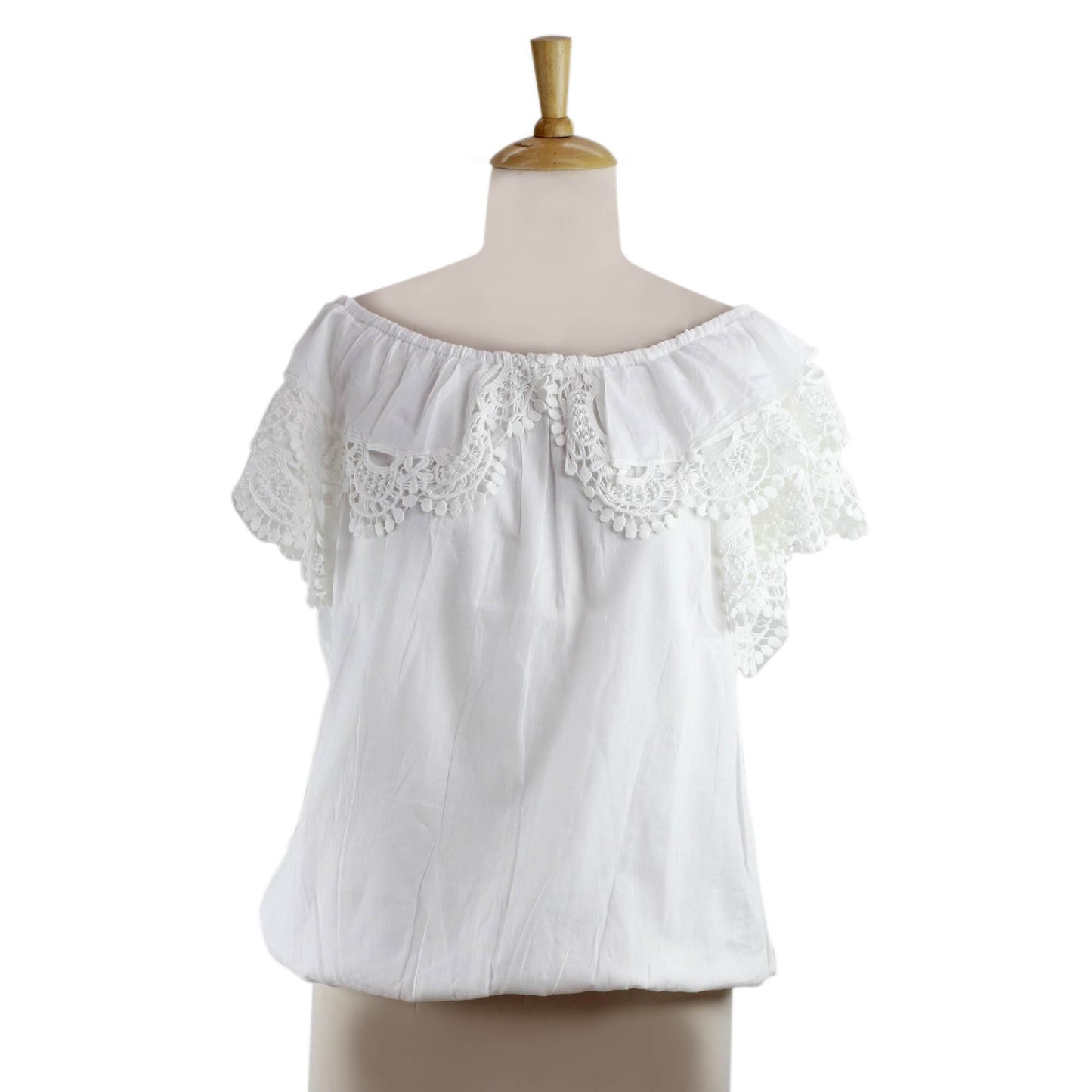 NOVICA - Handcrafted White Cotton & Lace Blouse