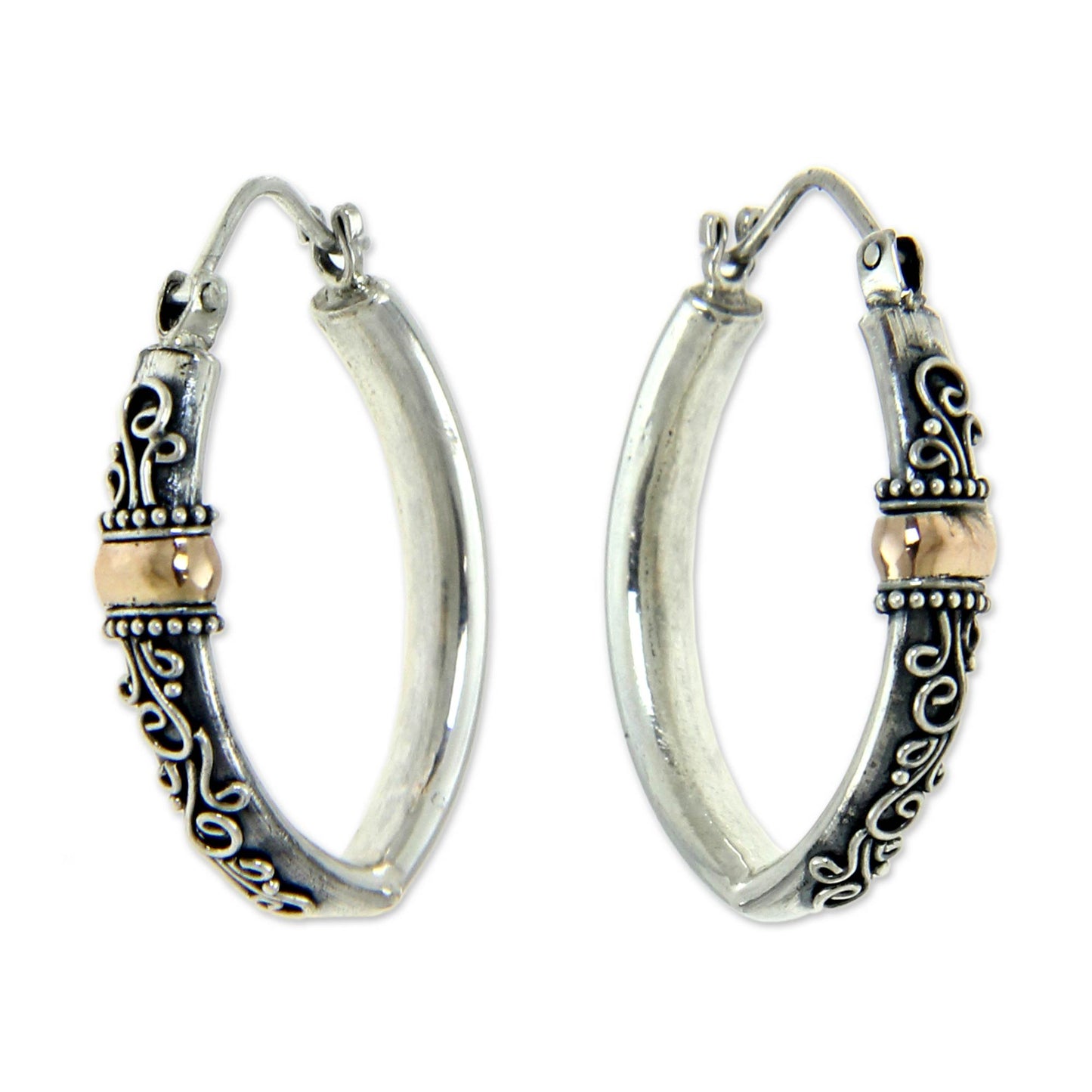 Floral Tendrils Silver Hoop Earrings