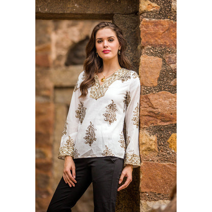 Festive Floral Paisley Zari Blouse