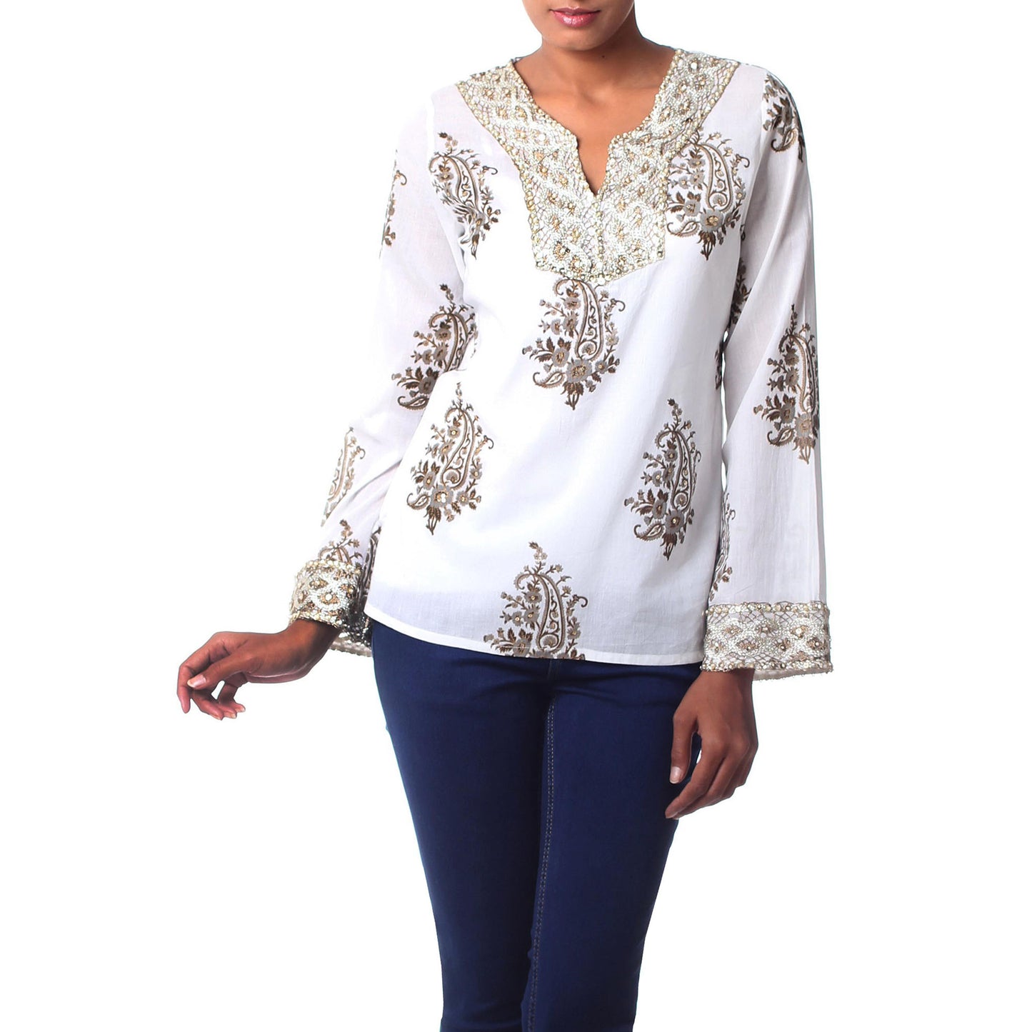 Festive Floral Paisley Zari Blouse