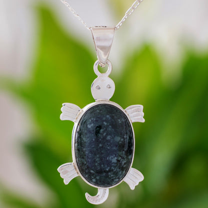 Dark Marine Turtle Jade pendant necklace