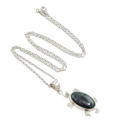 Dark Marine Turtle Jade pendant necklace