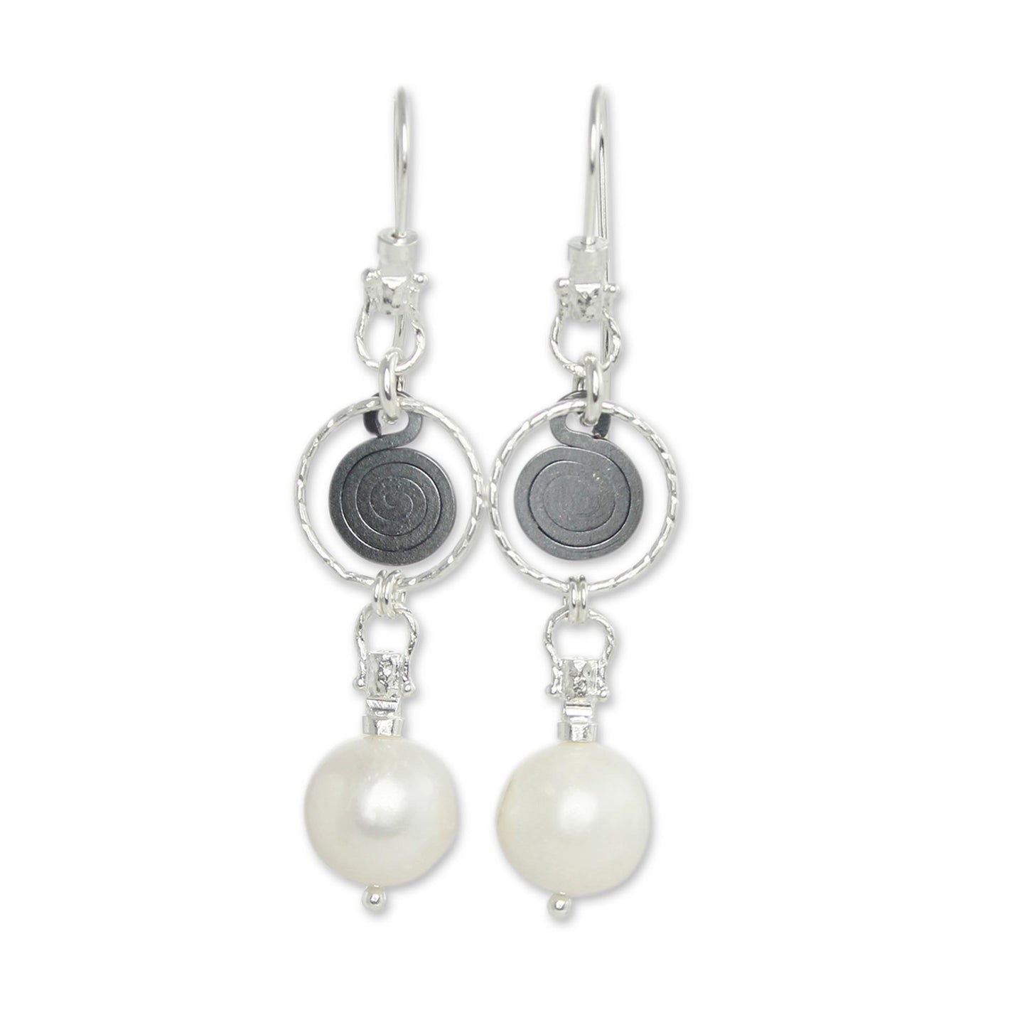 Popocateptl Rocks Cultured pearl dangle earrings