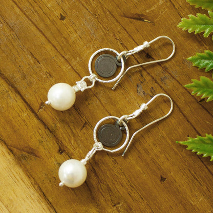 Popocateptl Rocks Cultured pearl dangle earrings