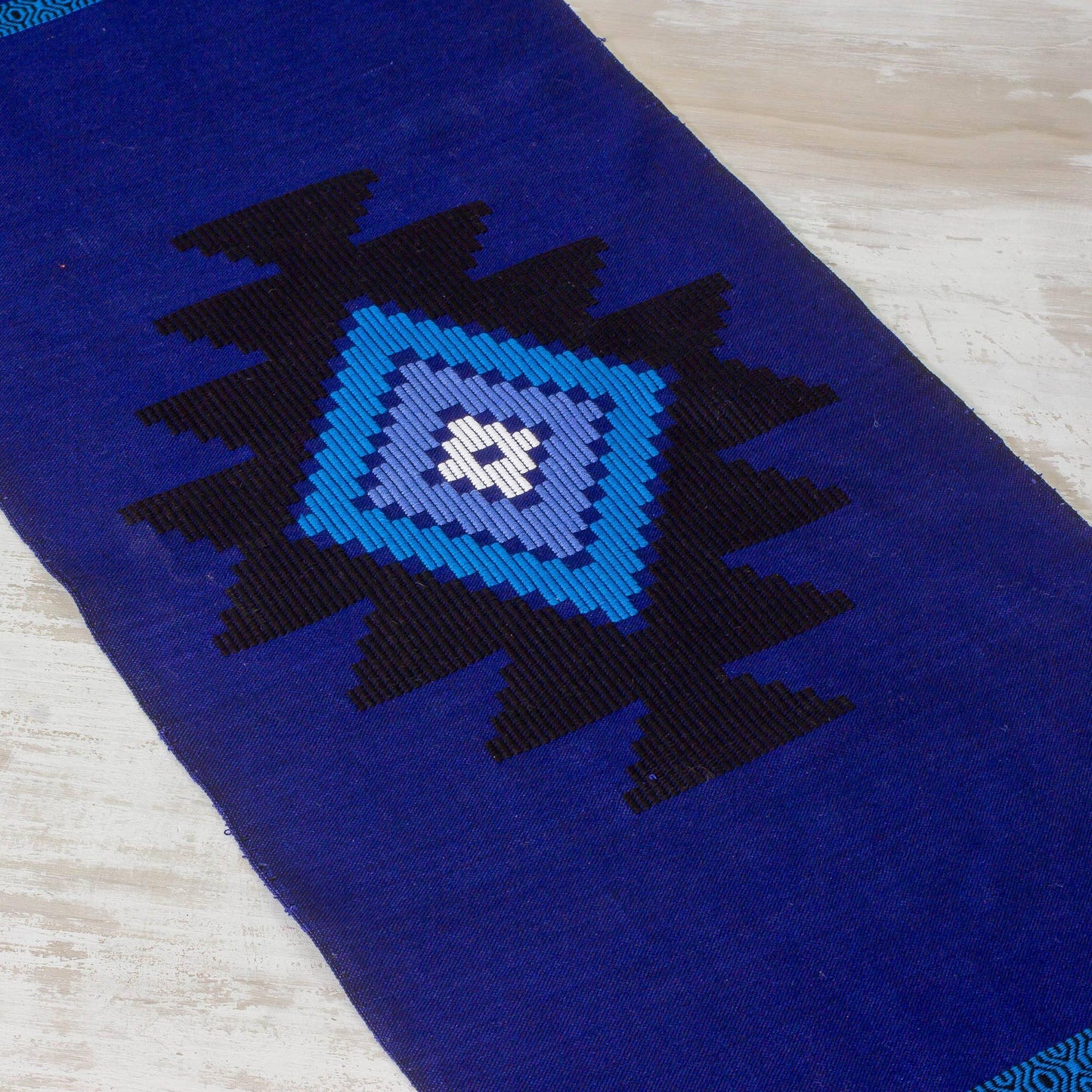 Blue Totonicapan Sun Cotton table runner