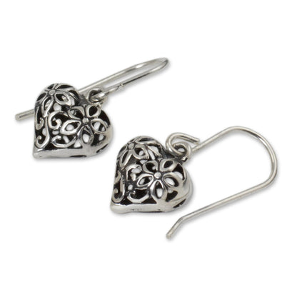 Blossoming Heart Sterling silver flower earrings