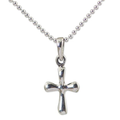 Modern Cross Sterling Silver Pendant Necklace