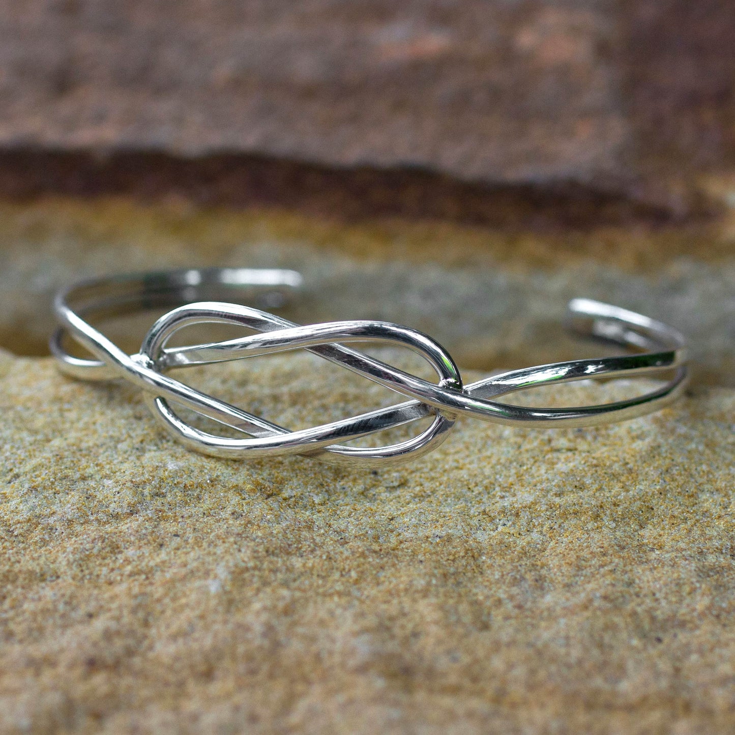 Love Knot Silver Cuff Bracelet