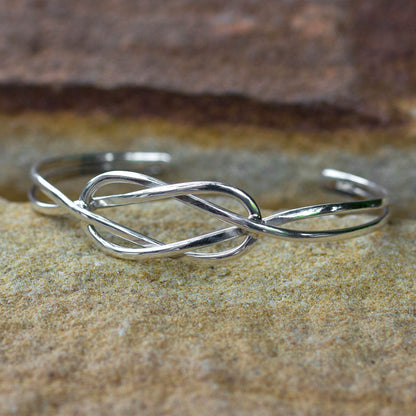 Love Knot Silver Cuff Bracelet