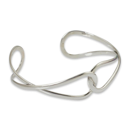 Lives Entwined Handcrafted Modern Sterling Silver Cuff Bracelet