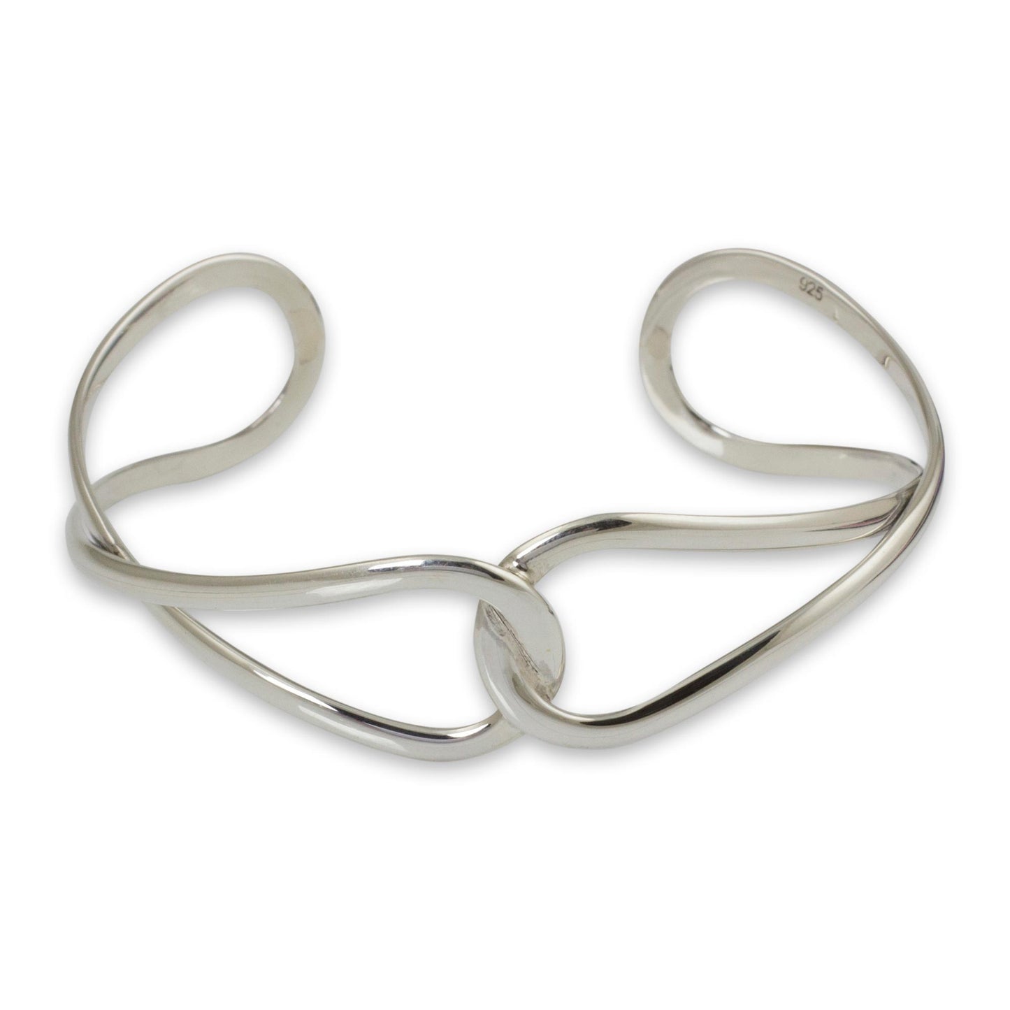 Lives Entwined Handcrafted Modern Sterling Silver Cuff Bracelet