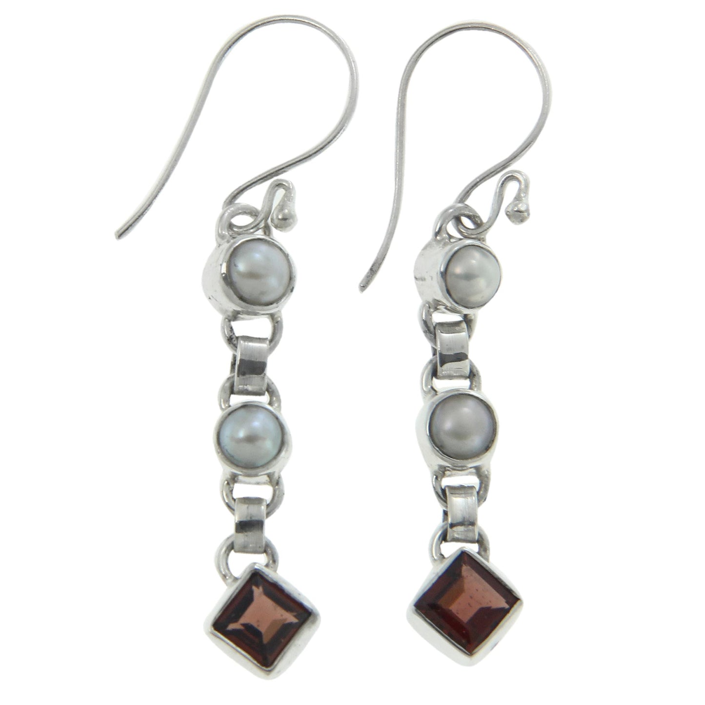 Dew Cultured pearl and garnet dangle earrings