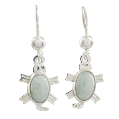 Marine Turtles Light green jade dangle earrings