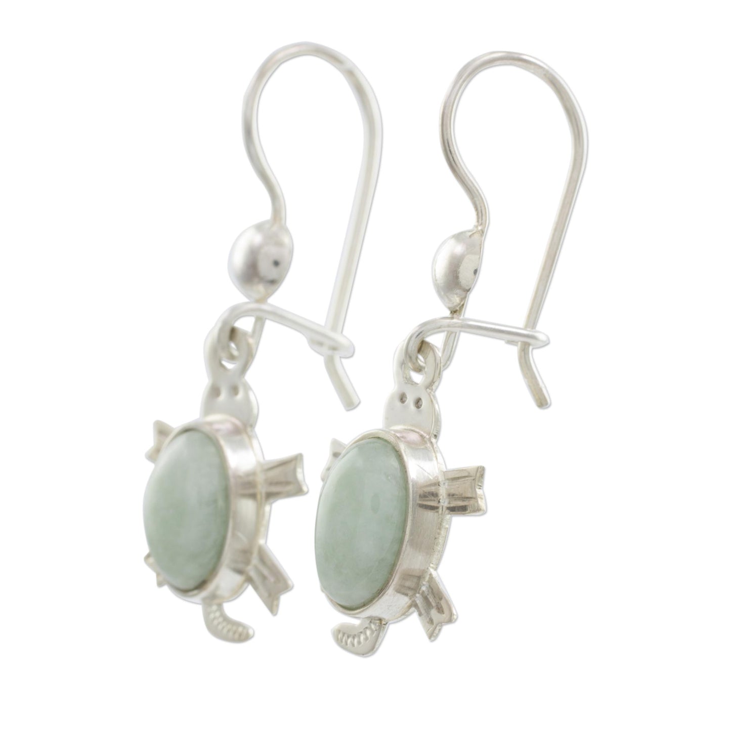 Marine Turtles Light green jade dangle earrings