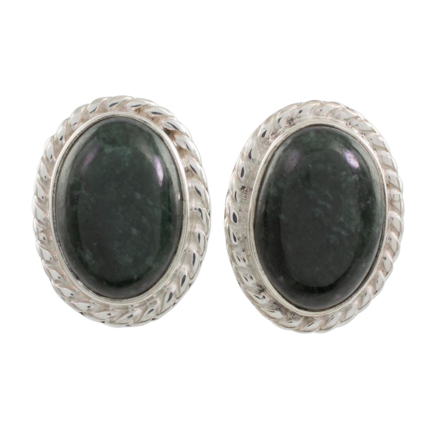 Dark Mystique Jade  Button Earrings