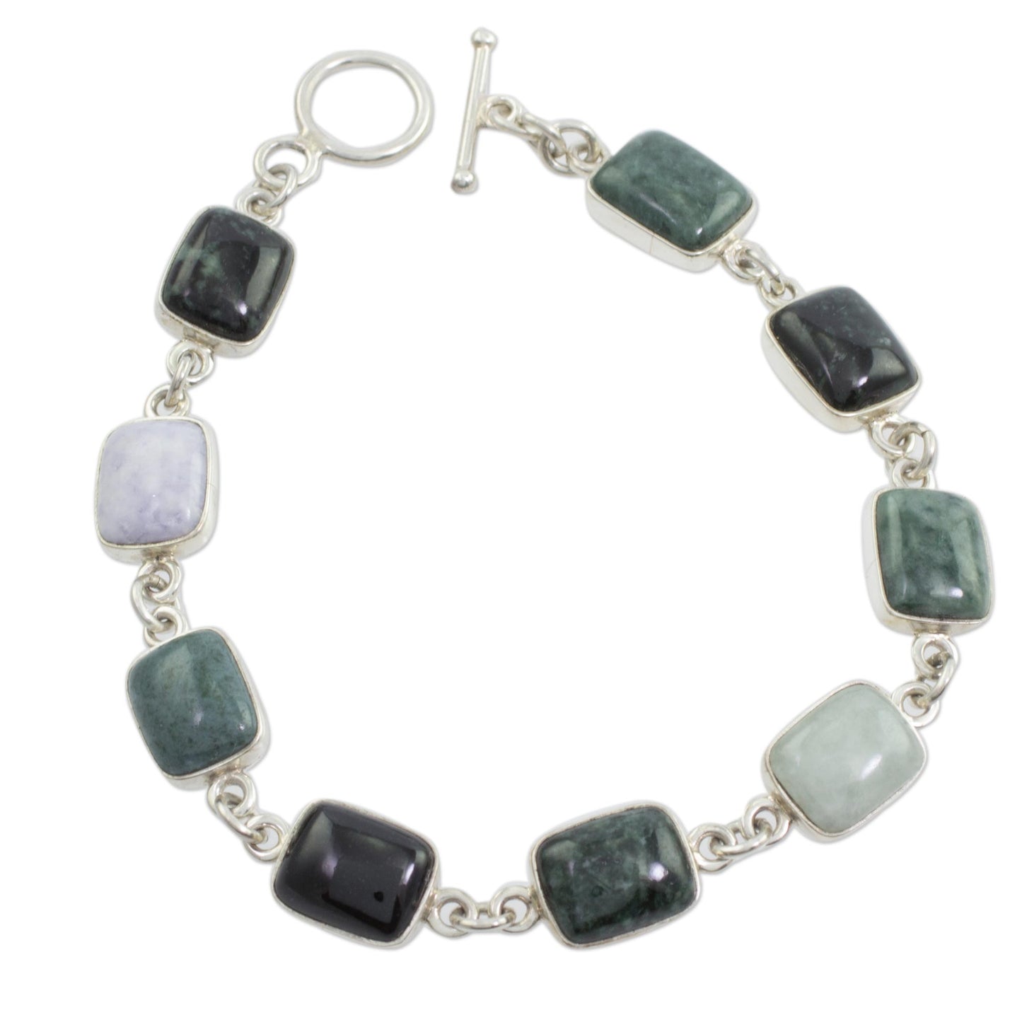 Ya'ax Chich Colors Jade & Silver Link Bracelet
