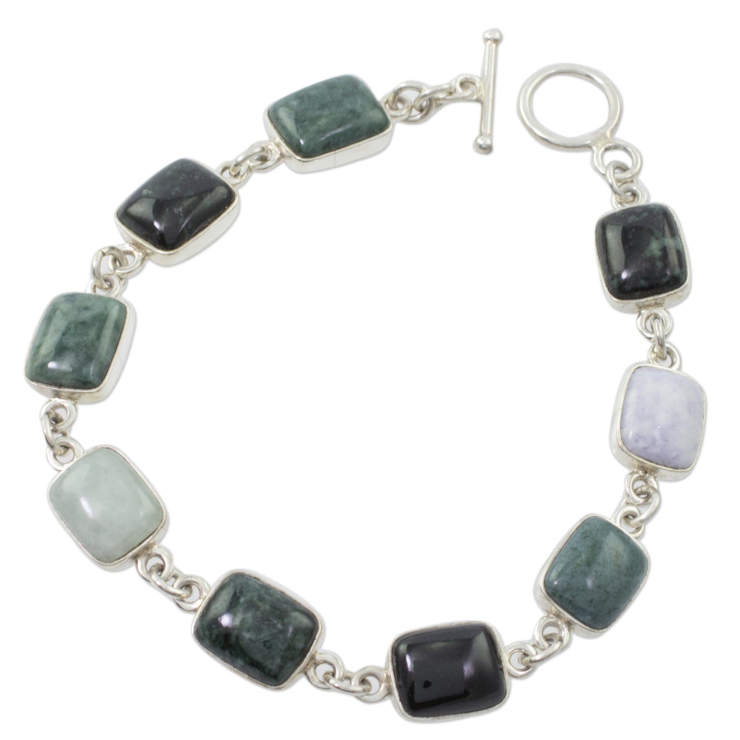 Ya'ax Chich Colors Jade & Silver Link Bracelet