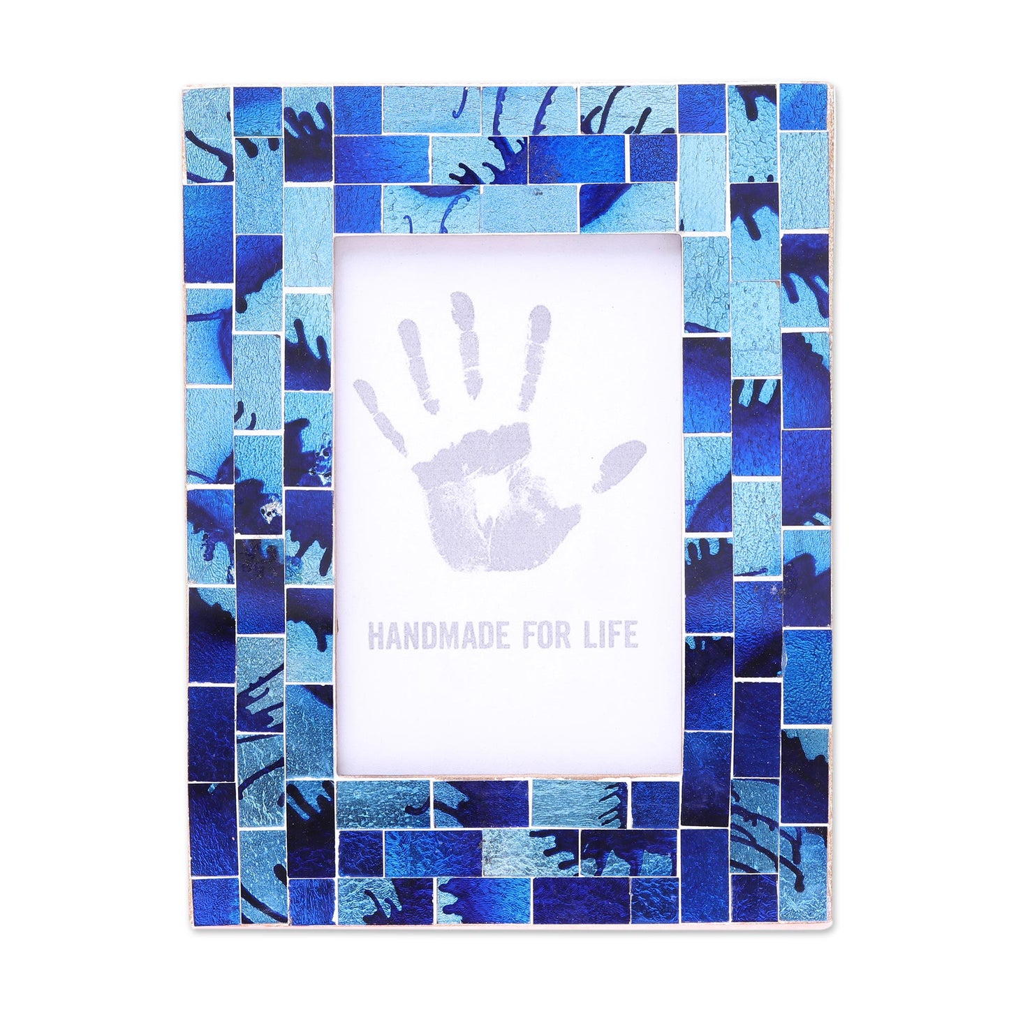 Silver Beach Mosaic Wood & Glass Picture Frame