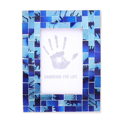 Silver Beach Mosaic Wood & Glass Picture Frame