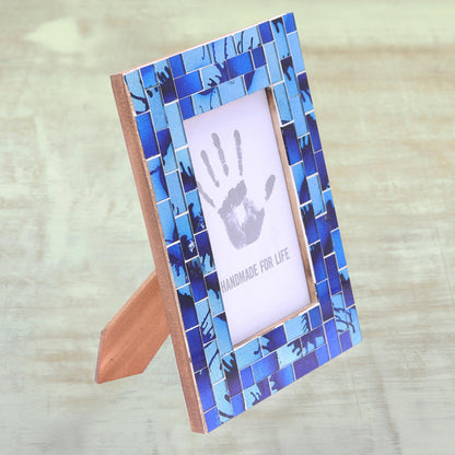 Silver Beach Mosaic Wood & Glass Picture Frame