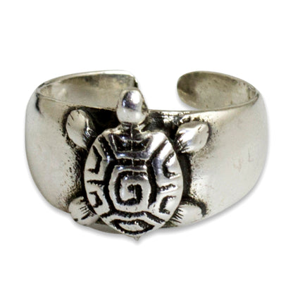 Walk Slowly Silver Turtle Toe Ring