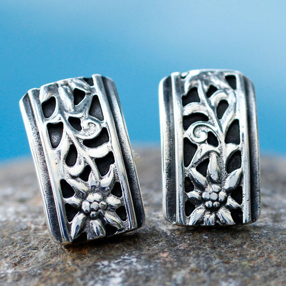 Taxco Sunflowers Silver button earrings