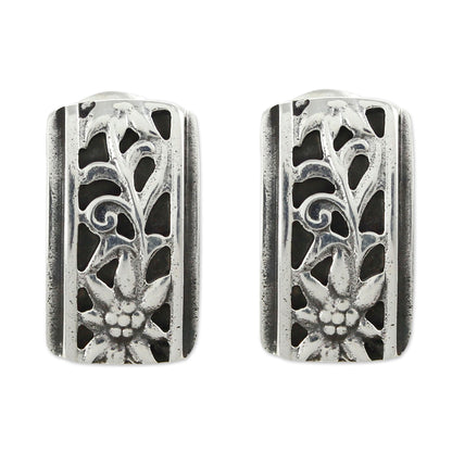 Taxco Sunflowers Silver button earrings