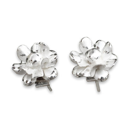 Andean Chrysanthemums Sterling Silver Chrysanthemum Button Earrings