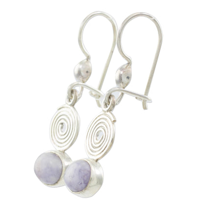 Spiral of Life Lilac jade dangle earrings