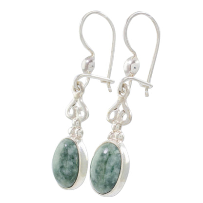 Love Poem Jade Dangle Earrings 925 Sterling Silver