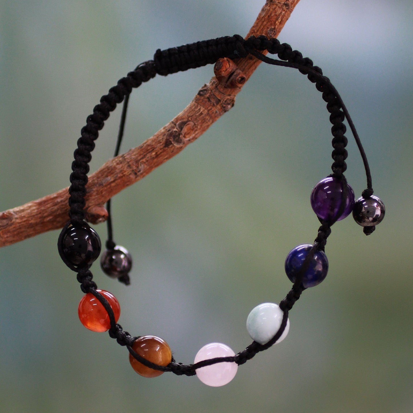 NOVICA - Gemstone Chakra Adjustable Beaded Bracelet