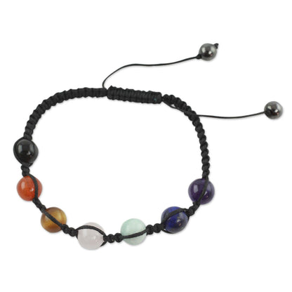 NOVICA - Gemstone Chakra Adjustable Beaded Bracelet