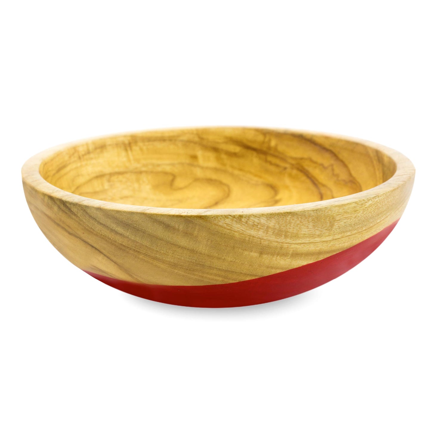 Spicy Red Dip Painted Hand Carved Wood Bowl (Medium)