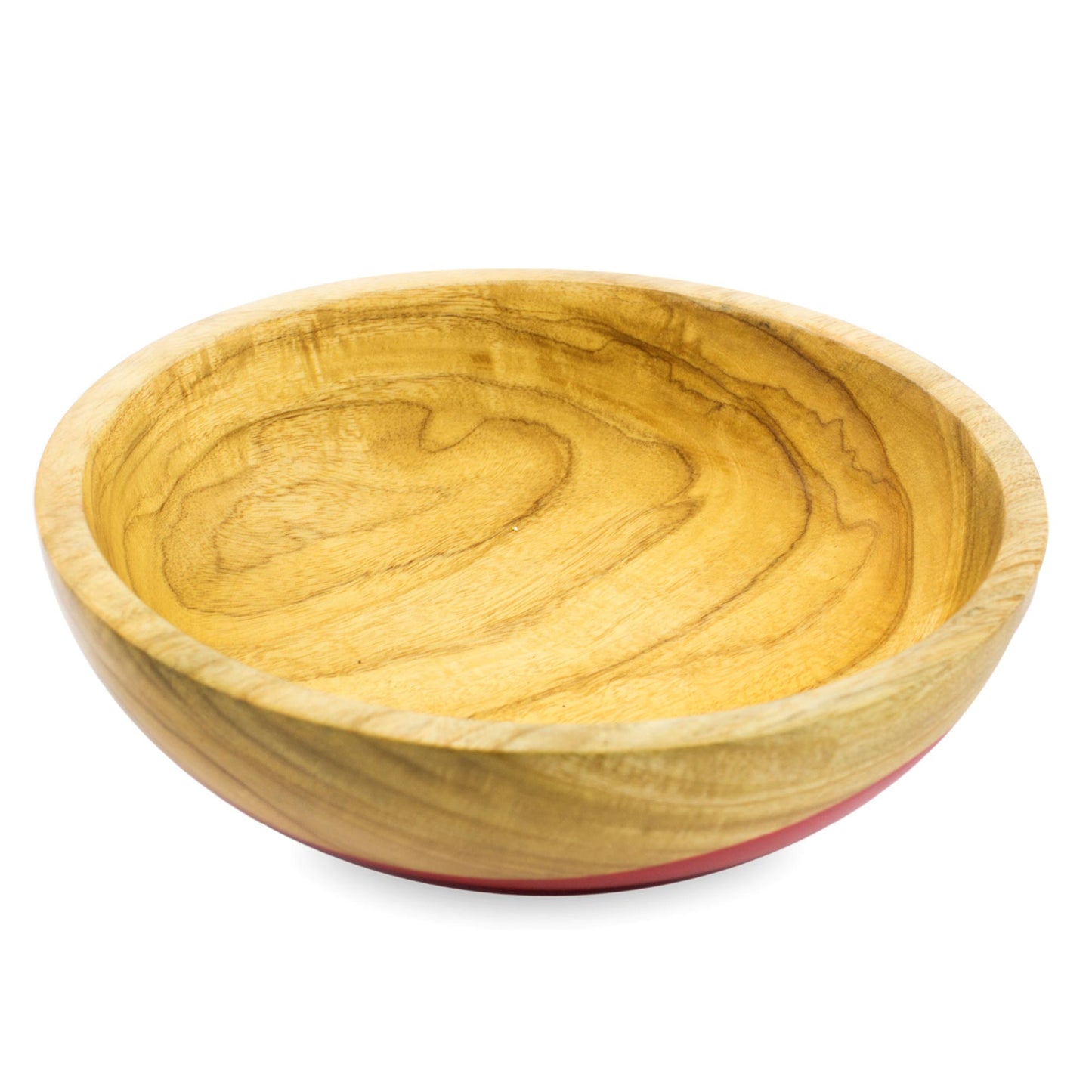 Spicy Red Dip Painted Hand Carved Wood Bowl (Medium)