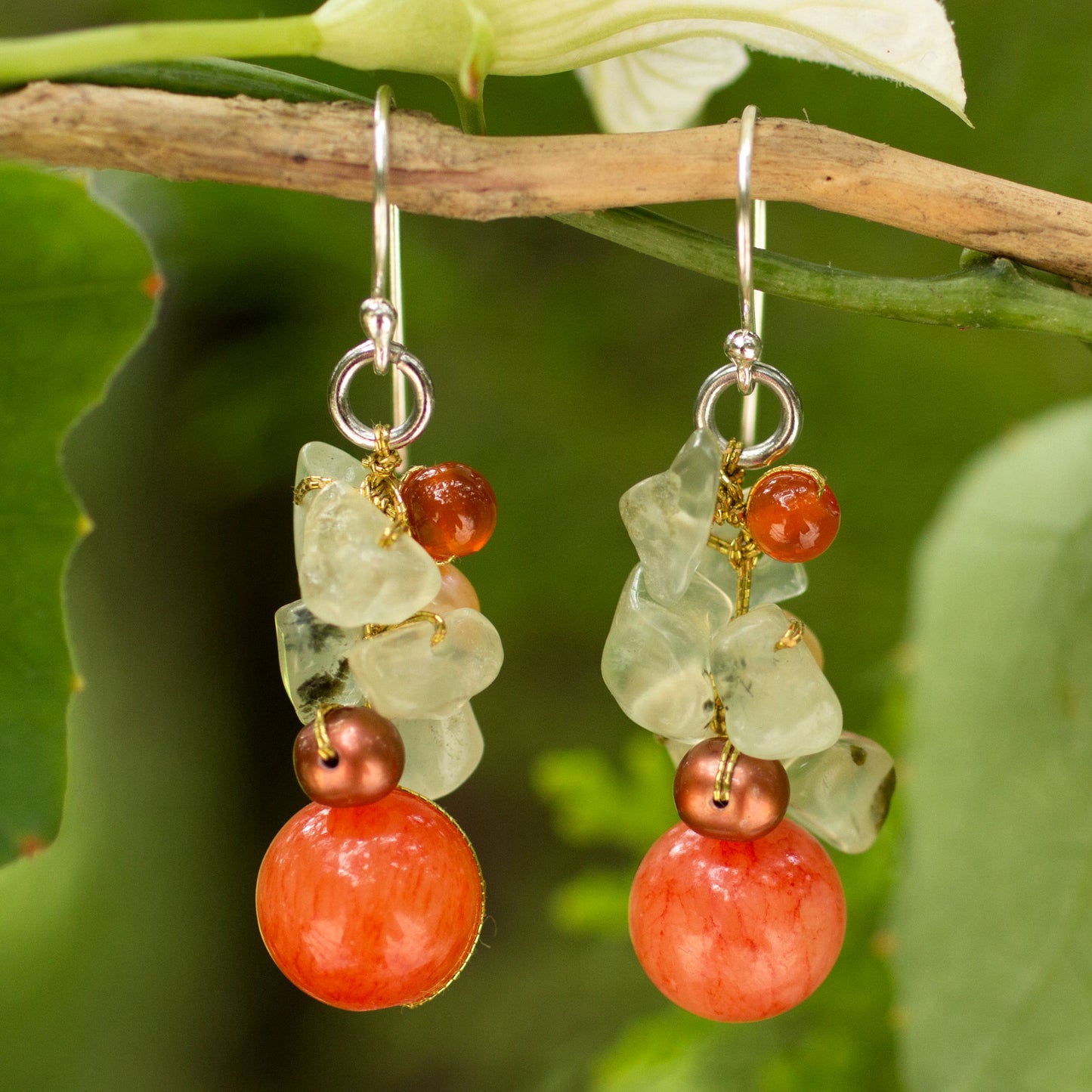 Spicy Peach Beaded Earrings