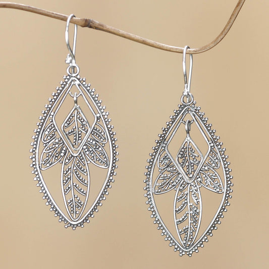 Dewdrop Leaf Sterling 925 Silver Dangle Earrings