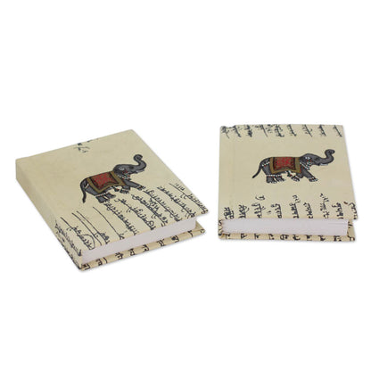 Royal Elephants Handmade paper journals (Pair)