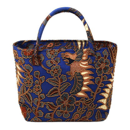 Glorious Java Beaded Blue Cotton Batik Handbag Hand Crafted in Bali