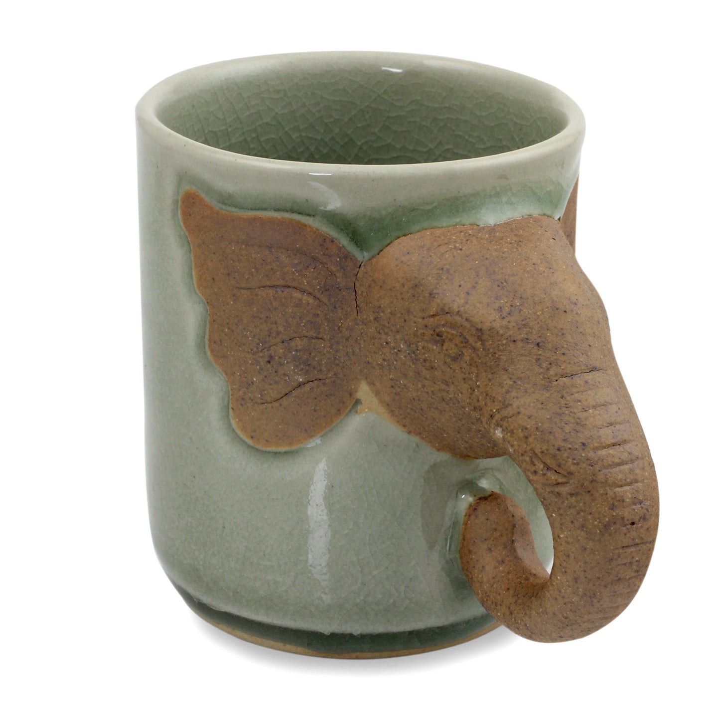 Elephant Impression Celadon Ceramic Elephant Mug