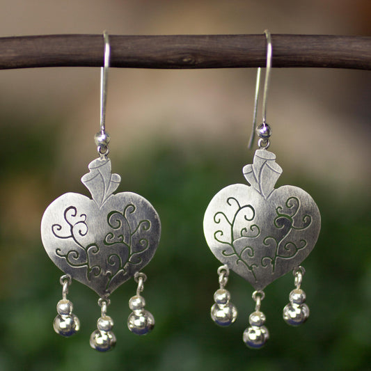 Depth of Heart Artisan Crafted Earrings Taxco Sterling Silver Jewelry